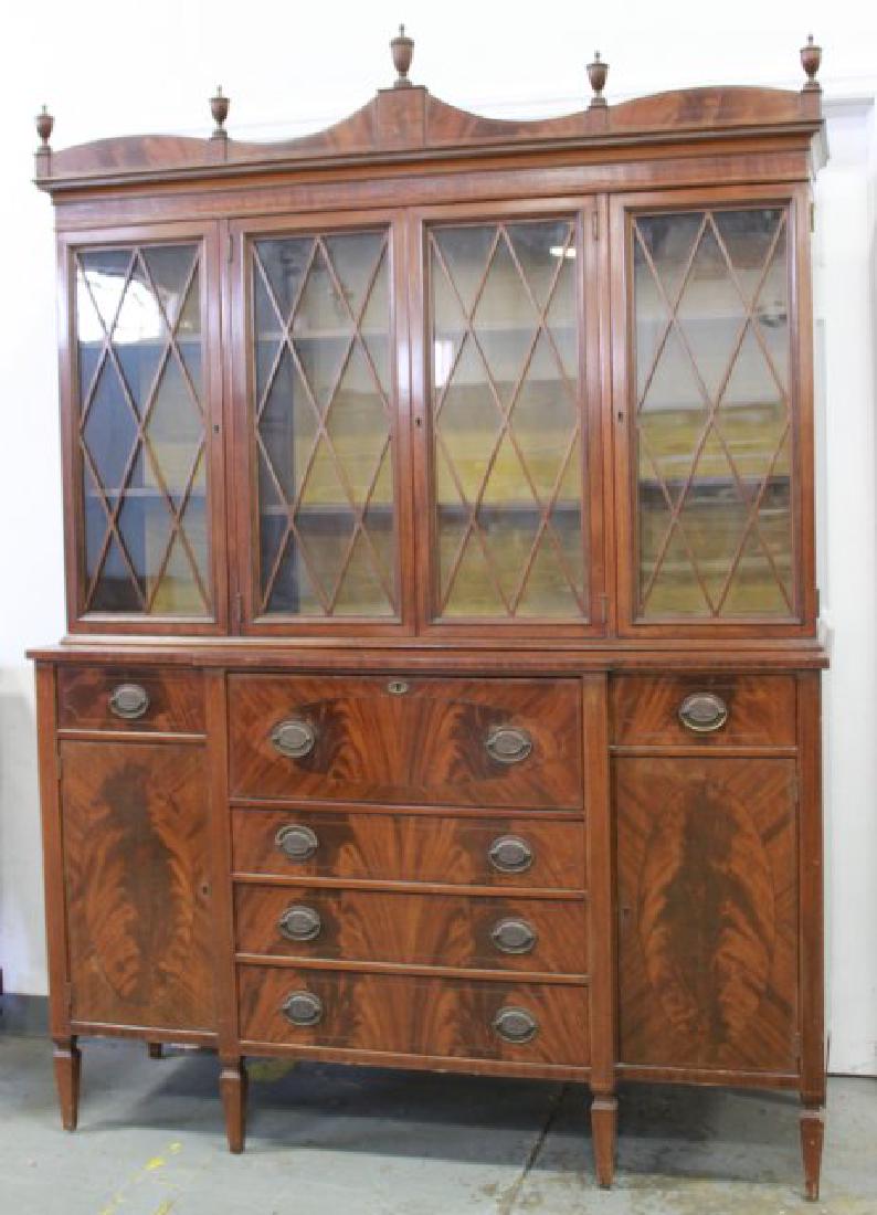 Mahogany Inlaid 2-Part Breakfront (1 of 4)