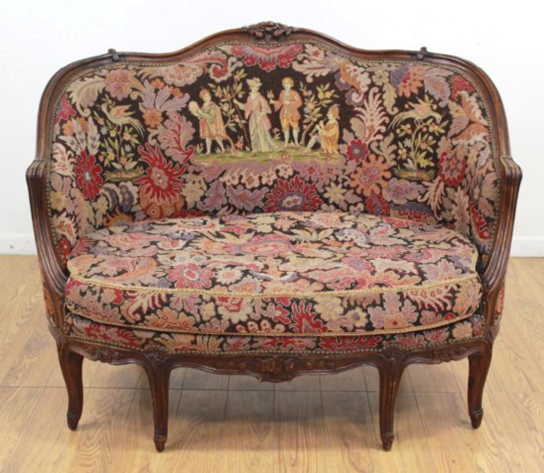 Circa 1920s Needlepoint Carved Italian Loveseat (1 of 6)