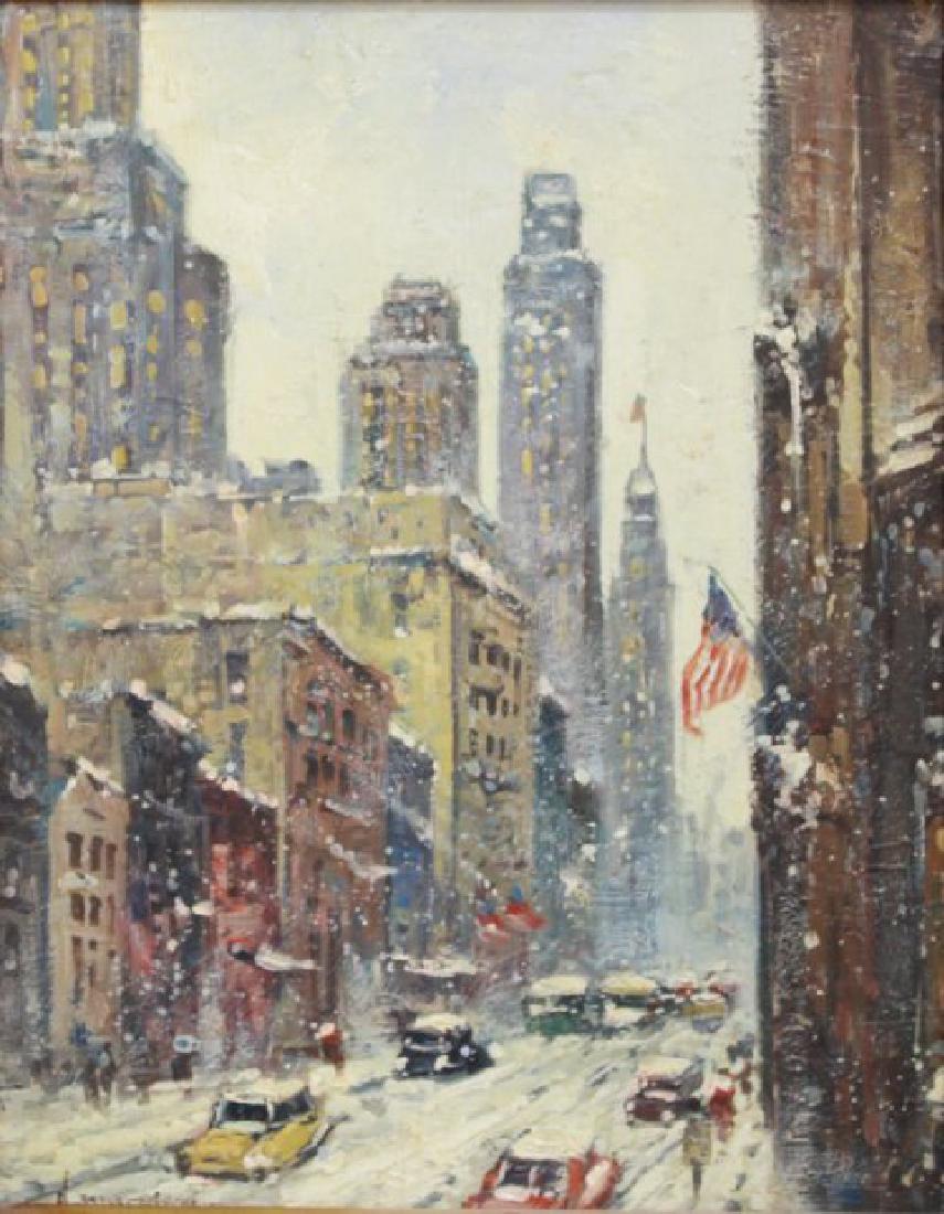 Style of Guy Wiggins, NY Winter Street Scene (1 of 2)