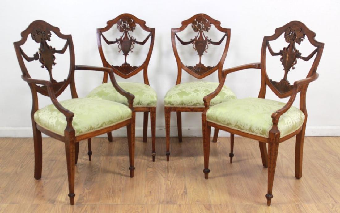 4 Edwardian Style Shield Back Satinwood Chairs (1 of 4)