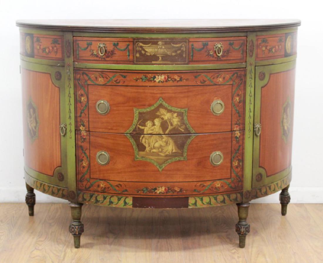 Adams Style Painted Demilune Commode (1 of 8)