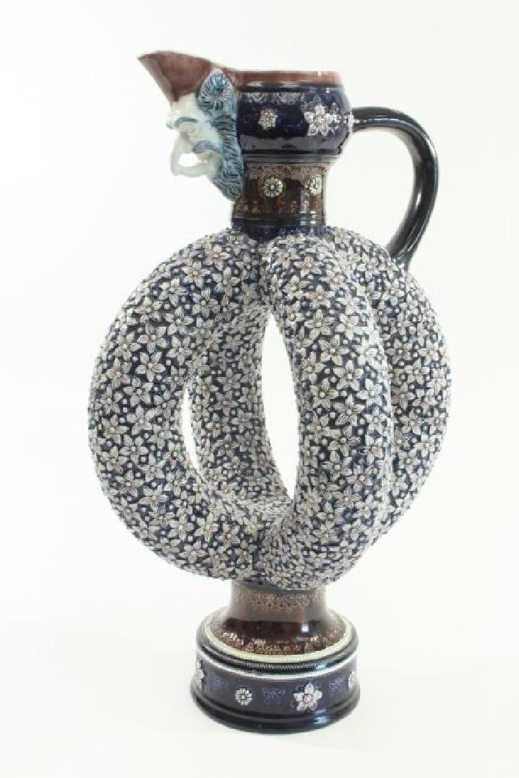 Hugo Lonitz Germany Figural Majolica Ewer: Approx. 18 5/8".