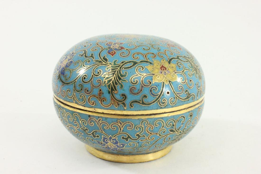 Chinese Cloisonné Round Box (1 of 4)