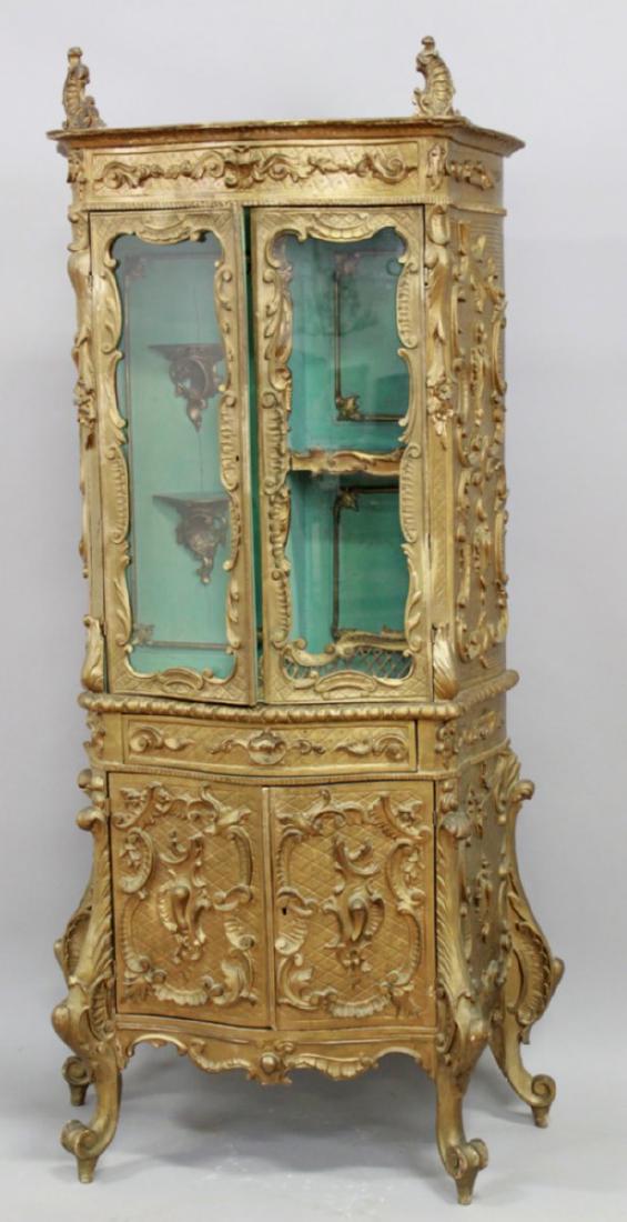 Rococo Style Italian Giltwood Curio Cabinet (1 of 9)