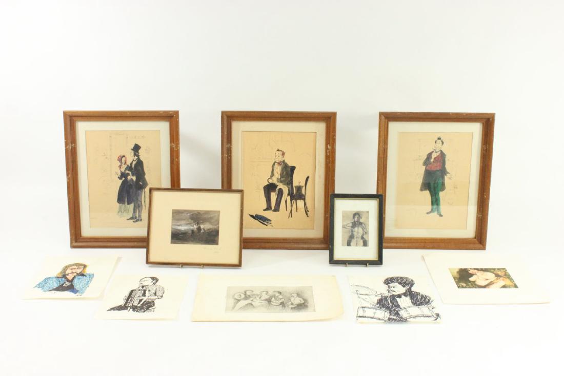 Lot of Mixed Drawings & Prints, Various Artists (1 of 9)