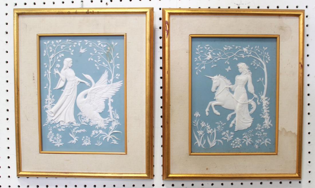 Pair Wedgwood Style Jasperware Decorative Plaques (1 of 3)