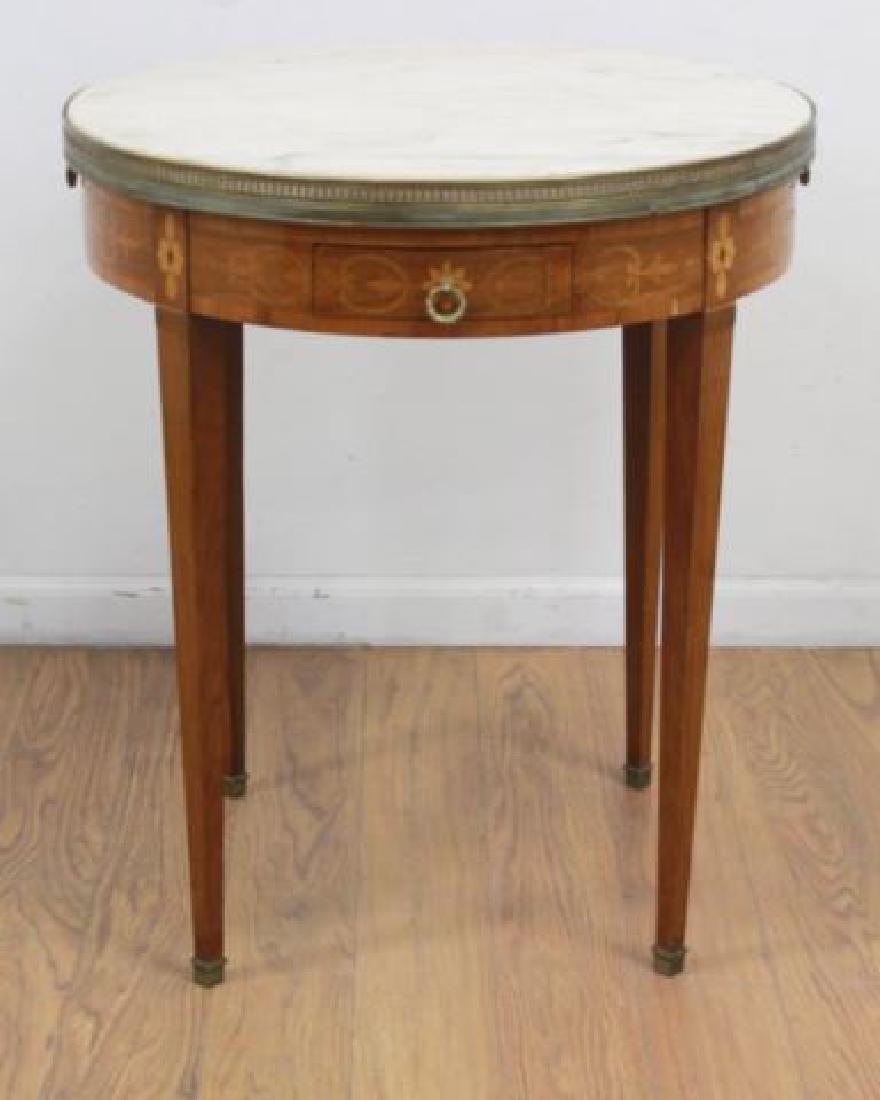 :Marble Top Marquetry Inlaid Bouillotte Table (1 of 6)