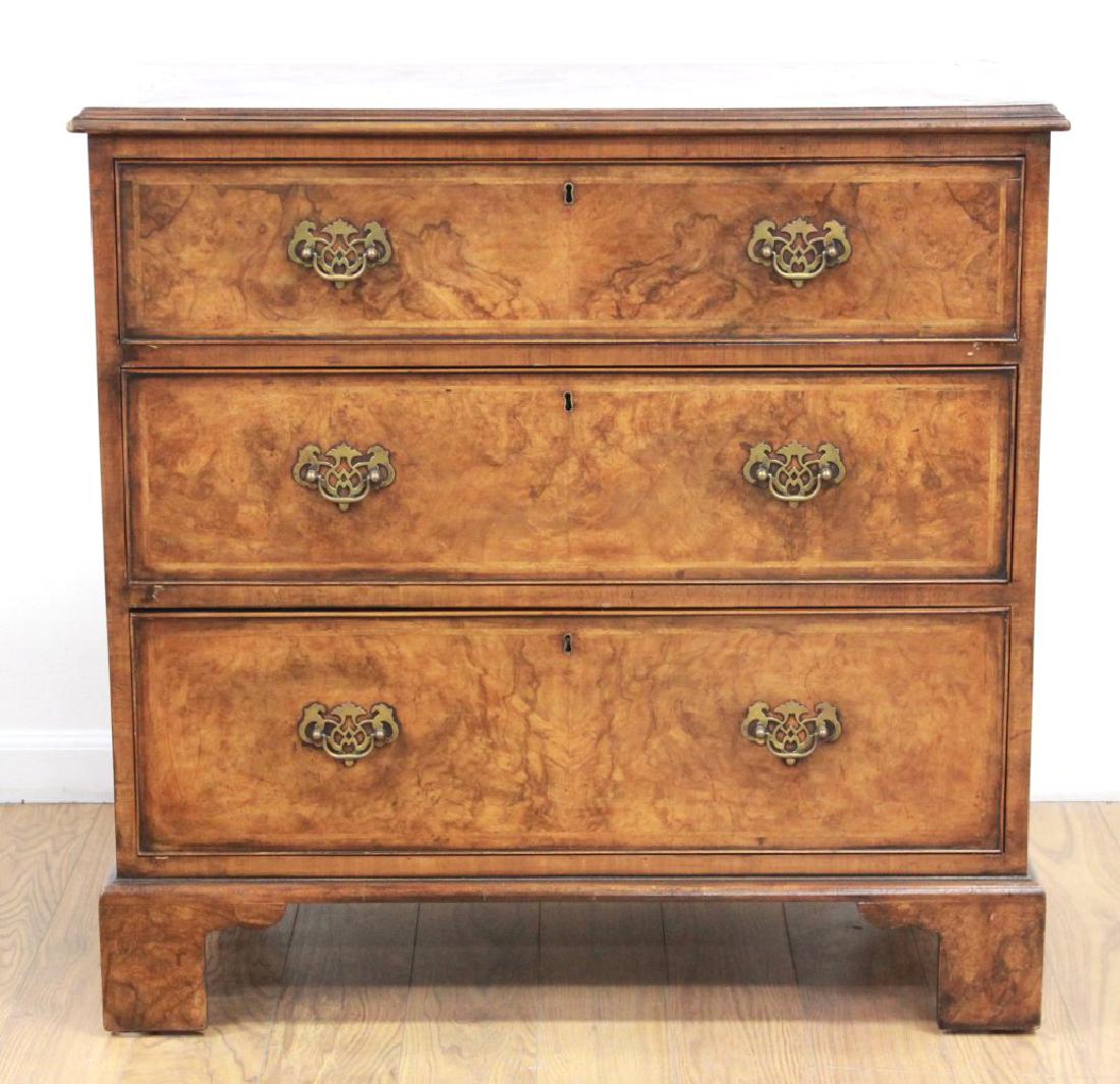 19th Century English Banded Walnut 3-Drawer Chest (1 of 5)