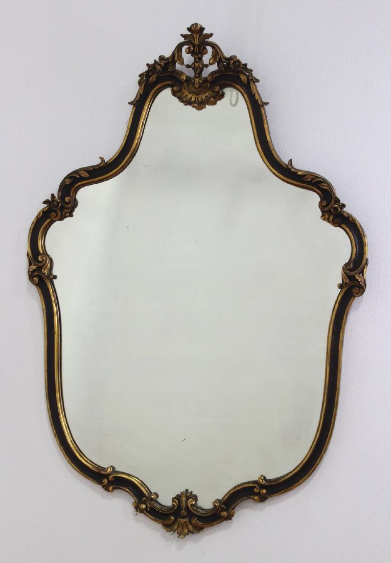 French Style Partial Gilded Floral Shield Mirror (1 of 3)