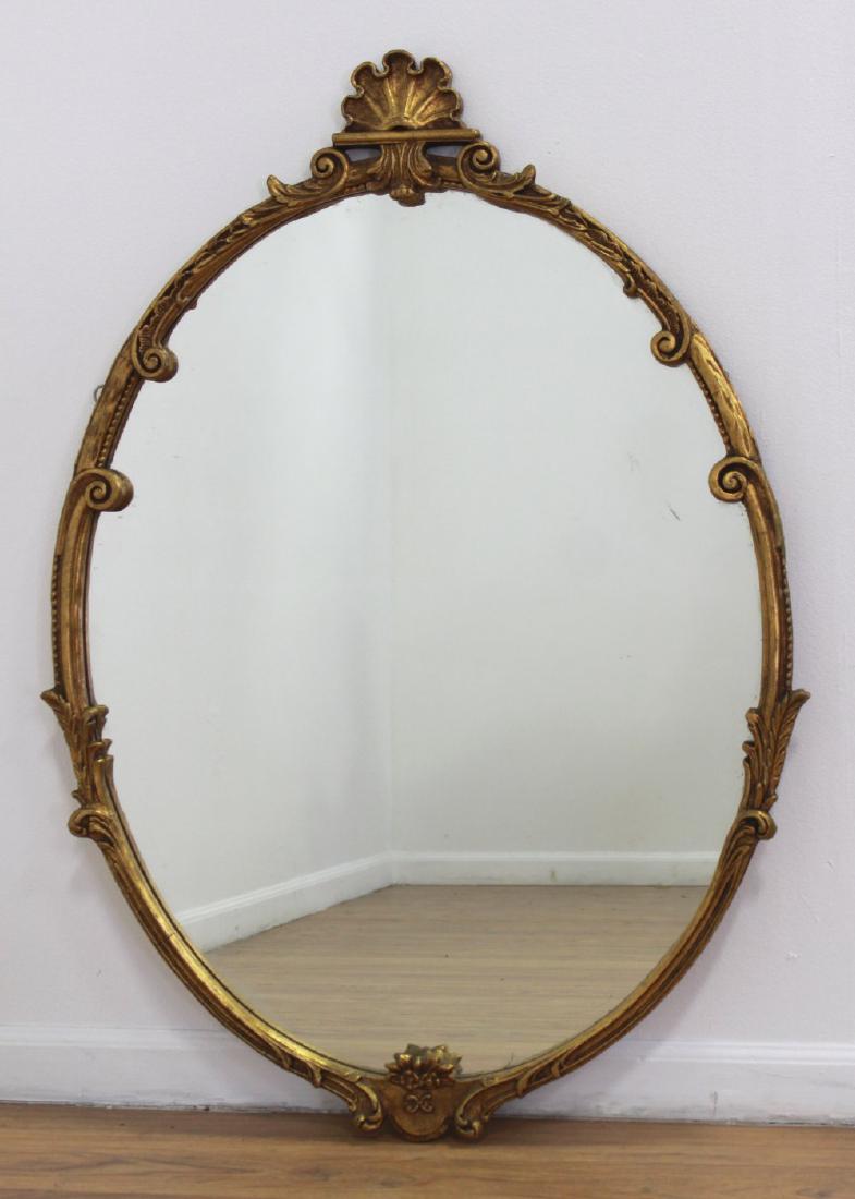 Oval Gilded Wood & Gesso Mirror (1 of 2)