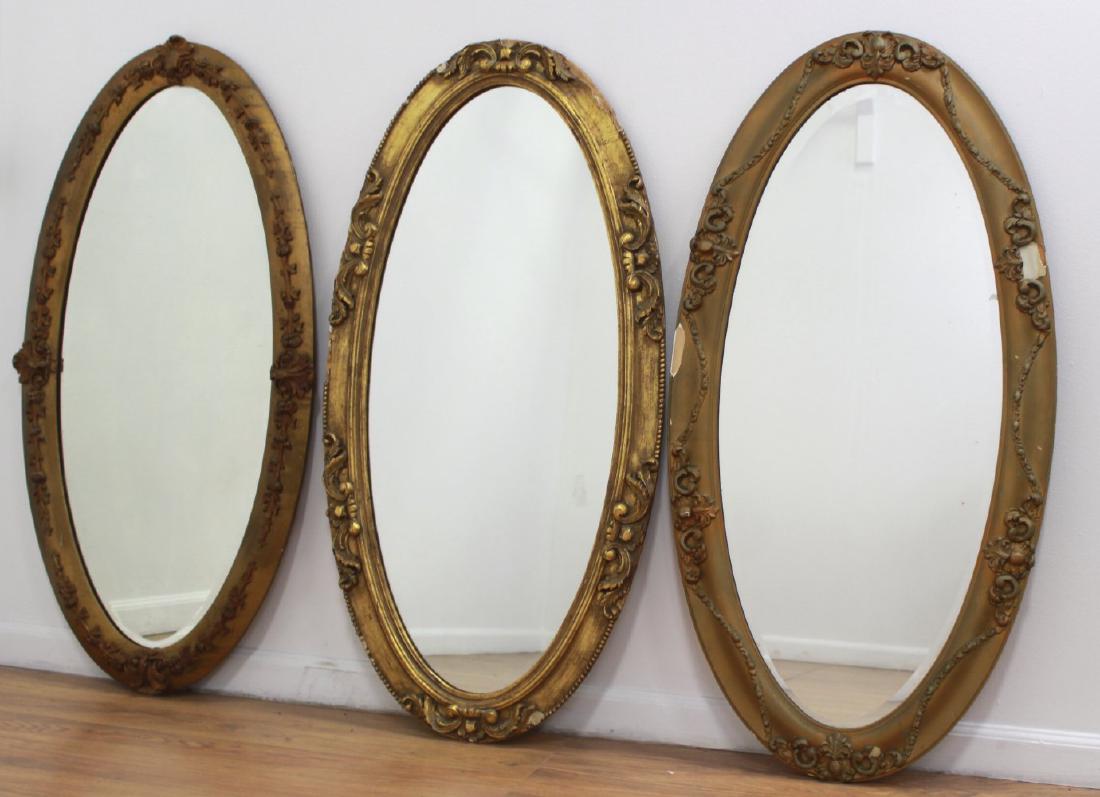 Lot of 3 Victorian Oval Gilded Mantel Mirrors (1 of 4)