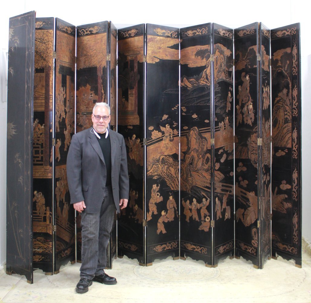 Oversized 12-Panel Oriental Ebonized Screen (1 of 10)