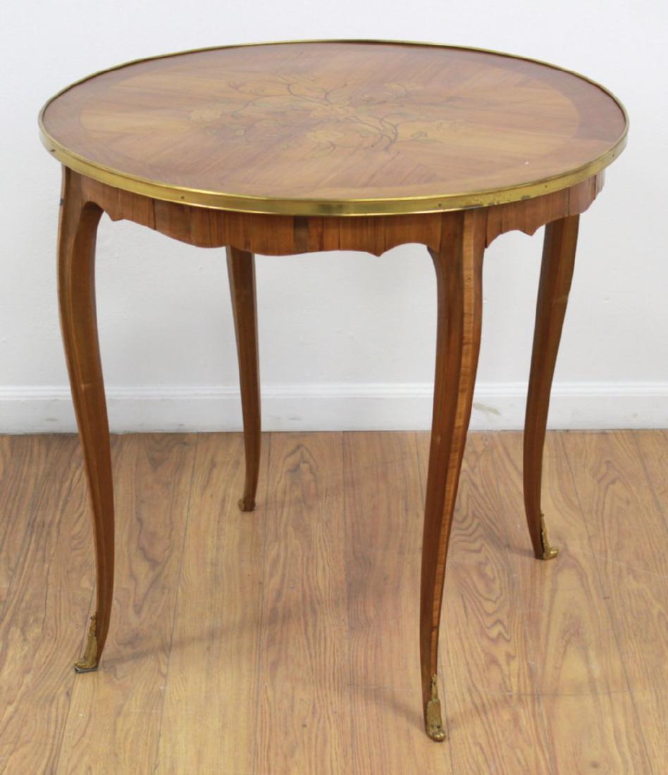 French Inlaid Satin Round Center Table (1 of 4)