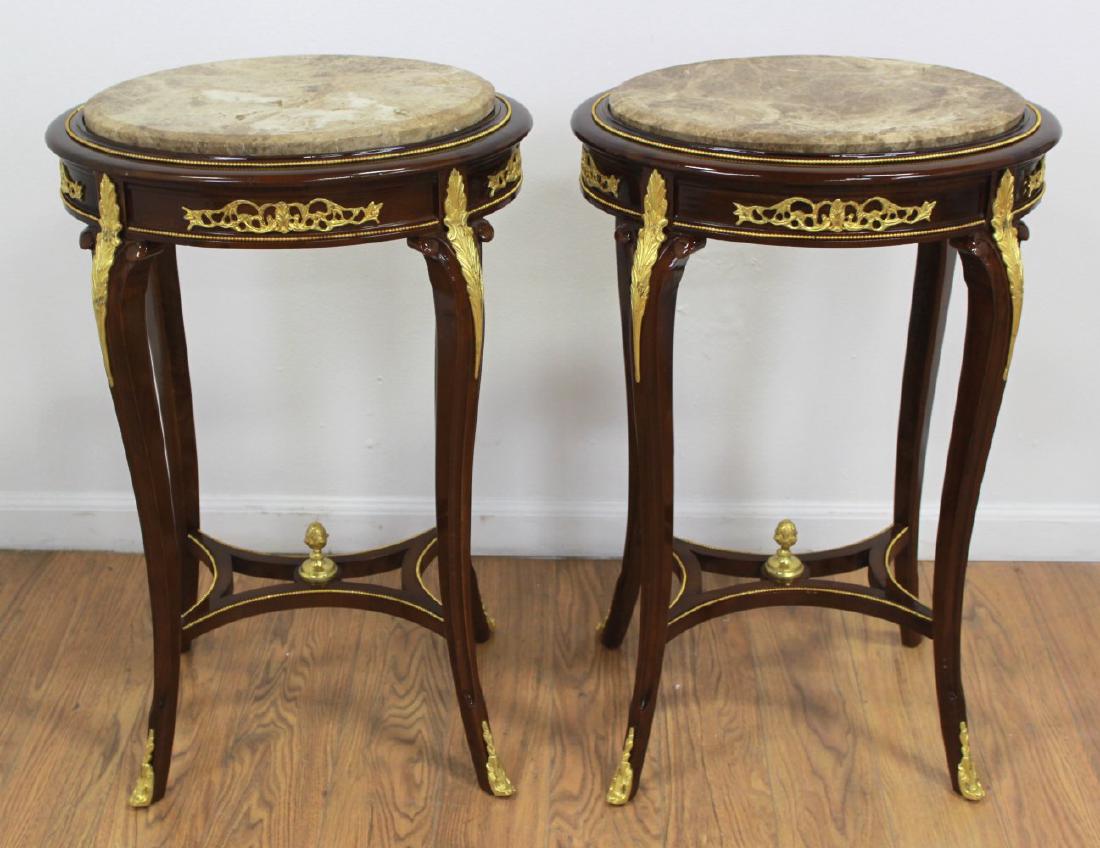 Pair Louis XV Style Marble Top End Tables (1 of 6)