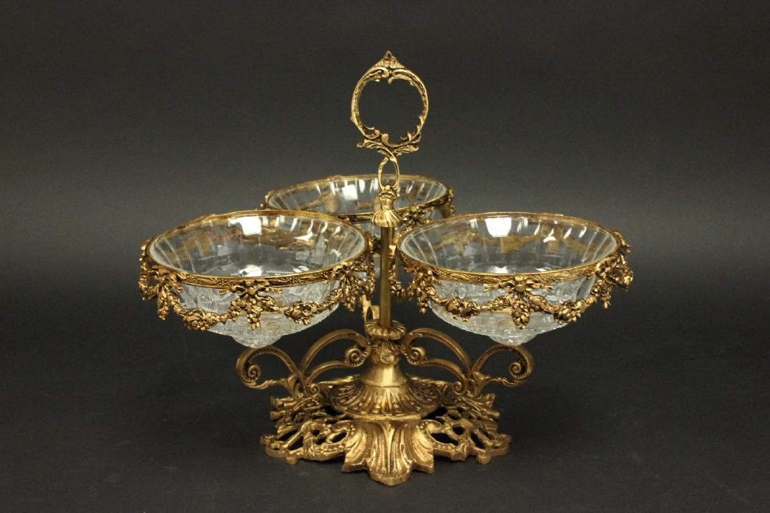 Bronze & Crystal 3-Arm Candy Dish Holder (1 of 4)