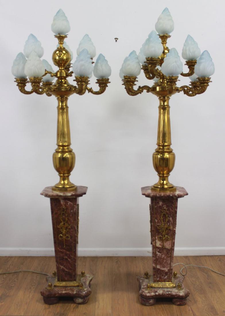 Pair Palace-Size Rouge Marble & Bronze Torcheres (1 of 6)