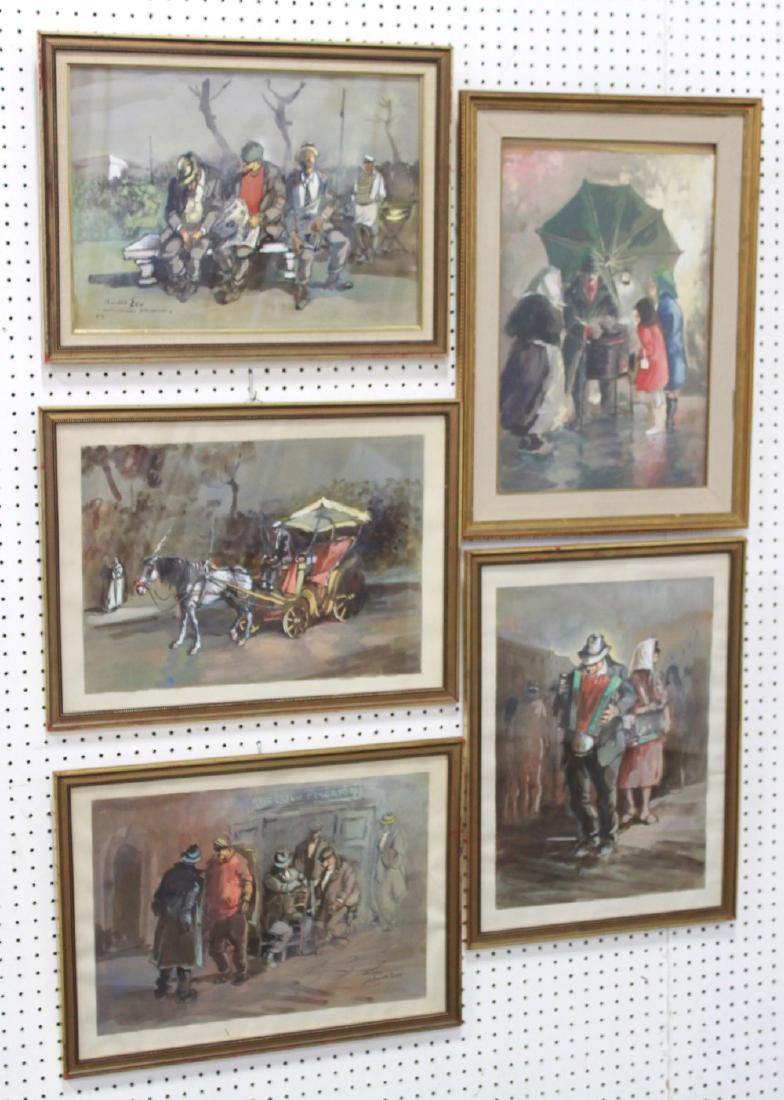 Aniello Eco, 5 Gilt Framed Watercolors (1 of 6)