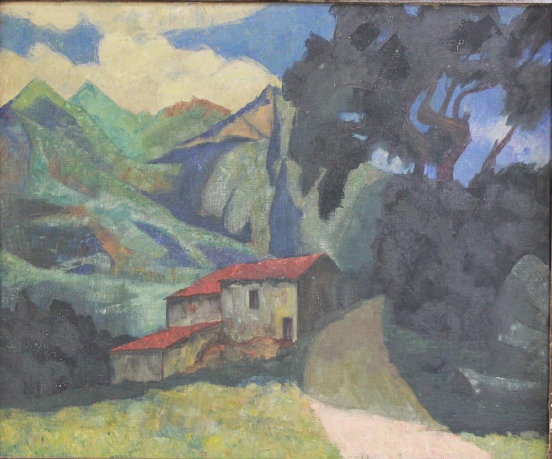 Attr. to Phocas Fokkens, French Village Landscape: Oil on canvas. Unsigned. Phocas Fokkens, Dutch (1888-1965). Approx. 21" x 26" unframed, 25" x 30" framed. (7071)