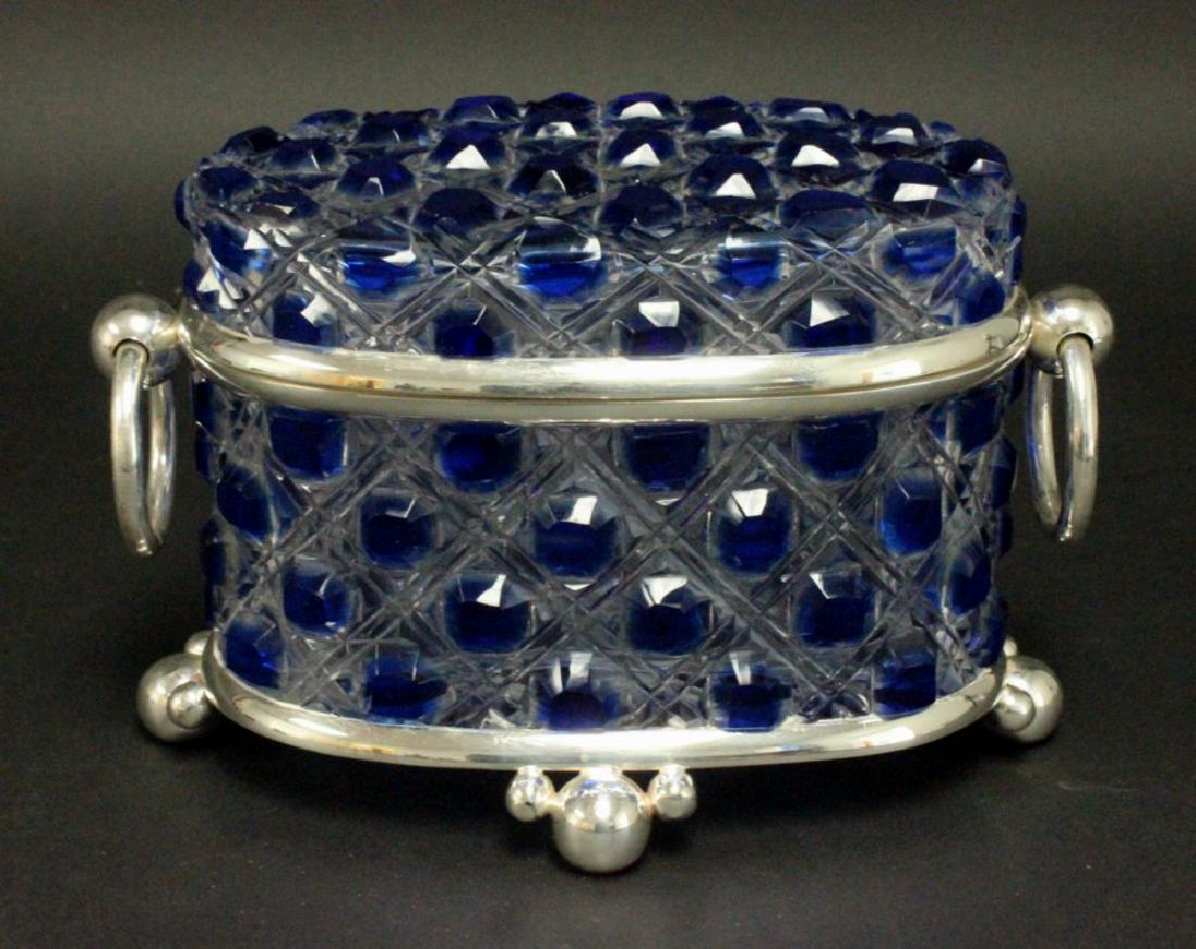 Blue & Clear Cutglass & Silverplate Casket (1 of 3)