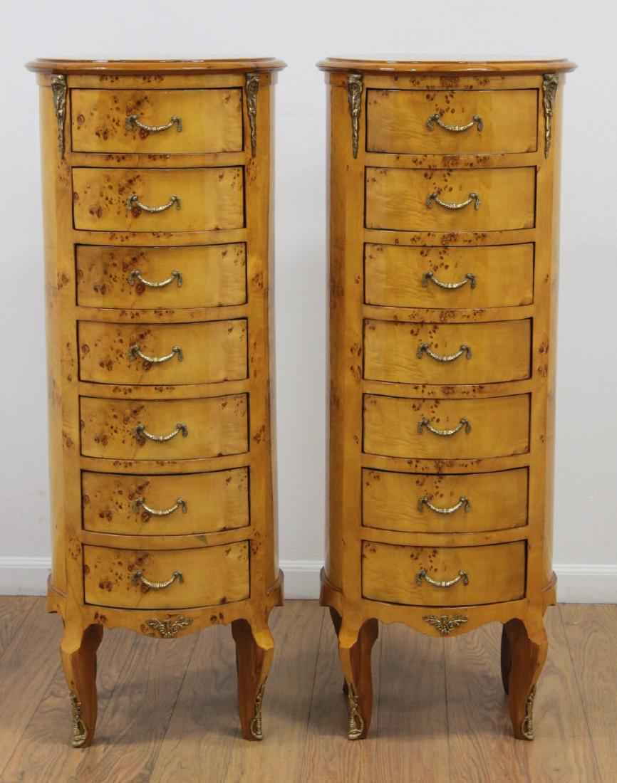 Pair Burlwood 7-Drawer Lingerie Chests (1 of 4)