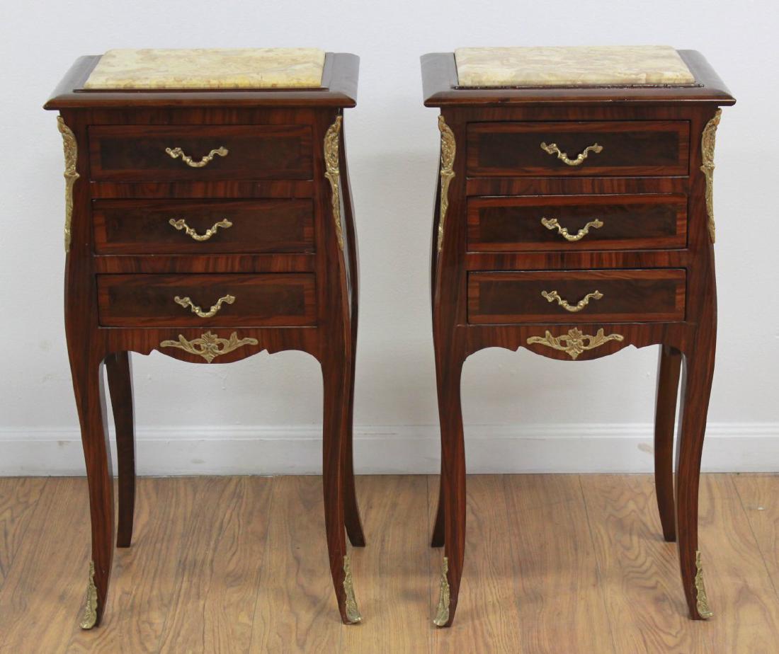 Pair 3-Drawer End Tables with Bronze Ormolu (1 of 3)