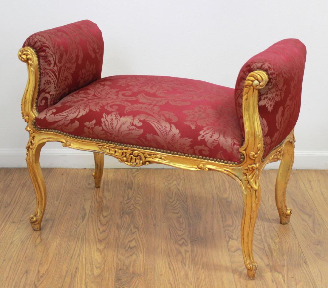 Louis XV Style Window Bench with Red Damask (1 of 2)