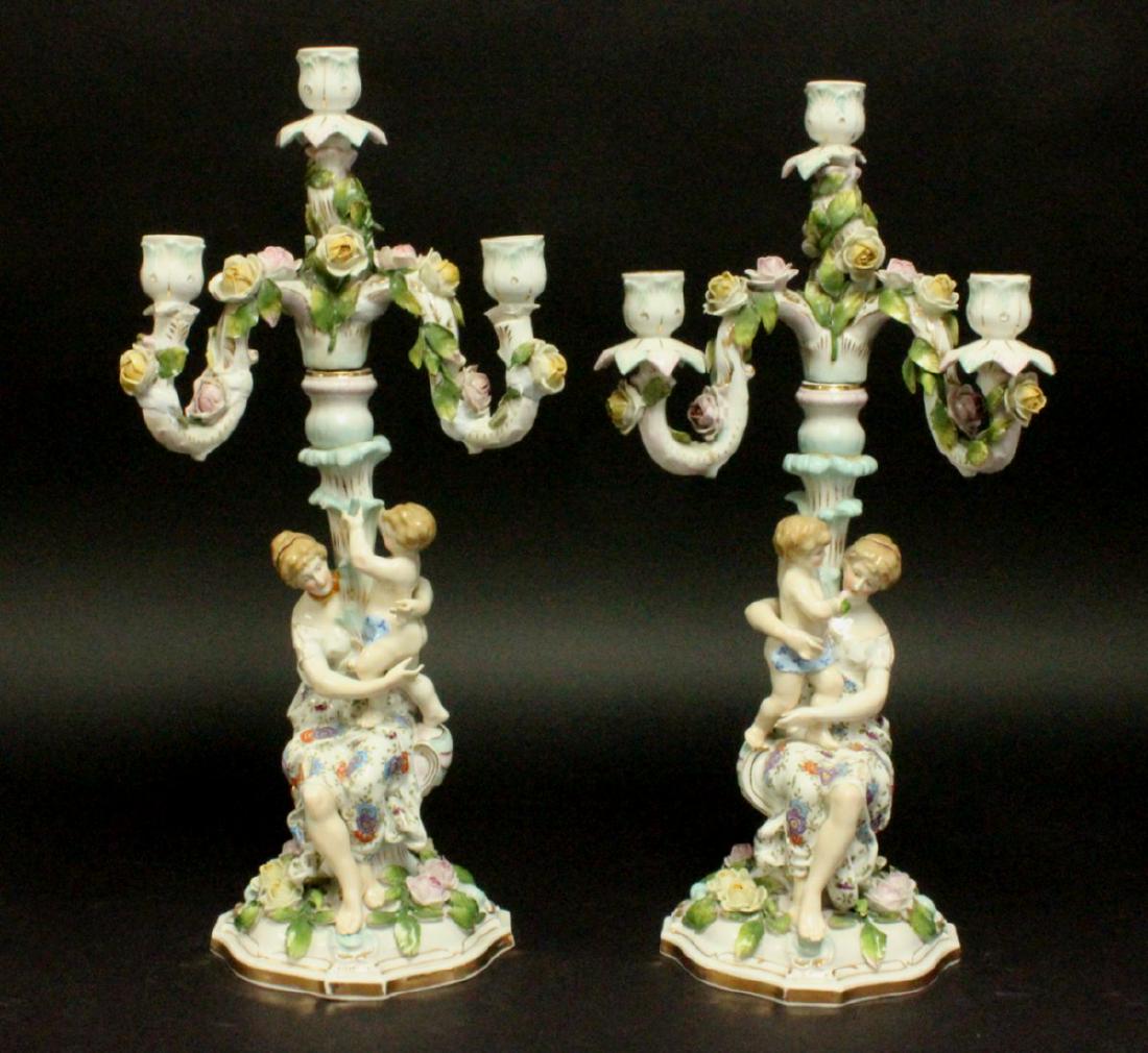 Pair Figural Dresden Candelabra (1 of 5)