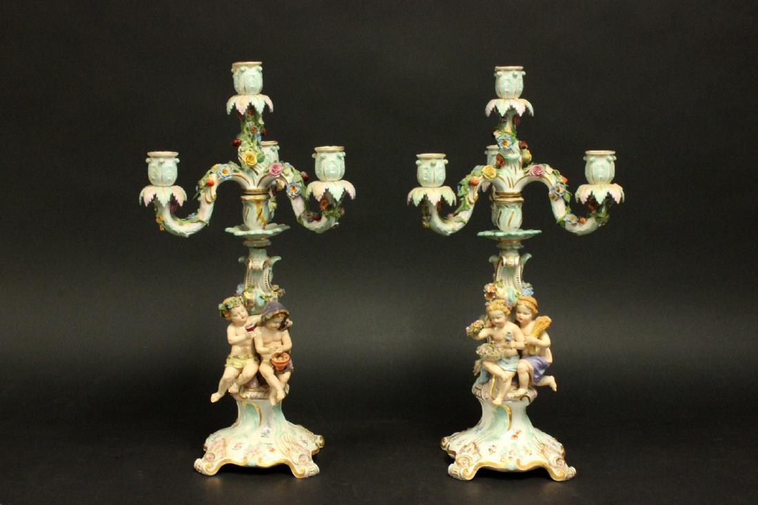 Pair Meissen Porcelain Figural 4-Light Candelabra (1 of 8)