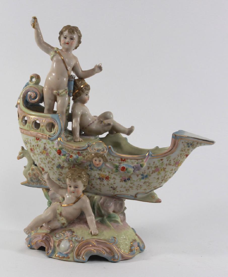 Continental Porcelain Boat-Shape Vase (1 of 5)