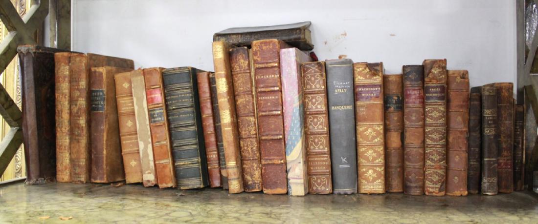 Collection of Leatherbound Books: Approx. 20 books. From a NY estate. (7080) Some in as is condition.