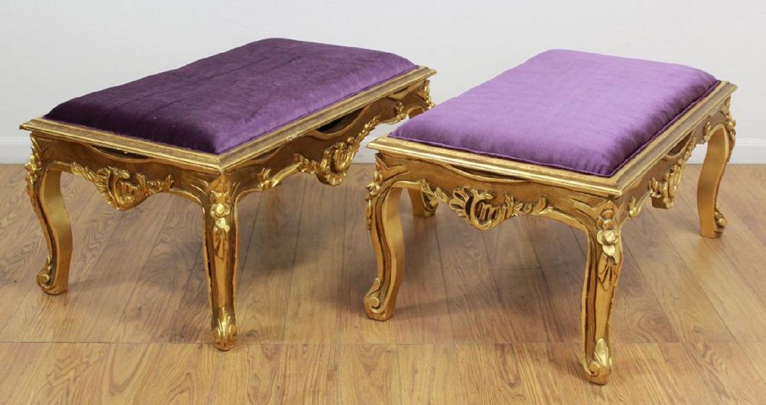 Pair Louis XV Style Gold Leaf Window Benches (1 of 3)