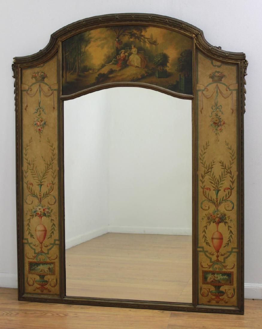 Neoclassic Style Polychromed Trumeau Mirror (1 of 4)