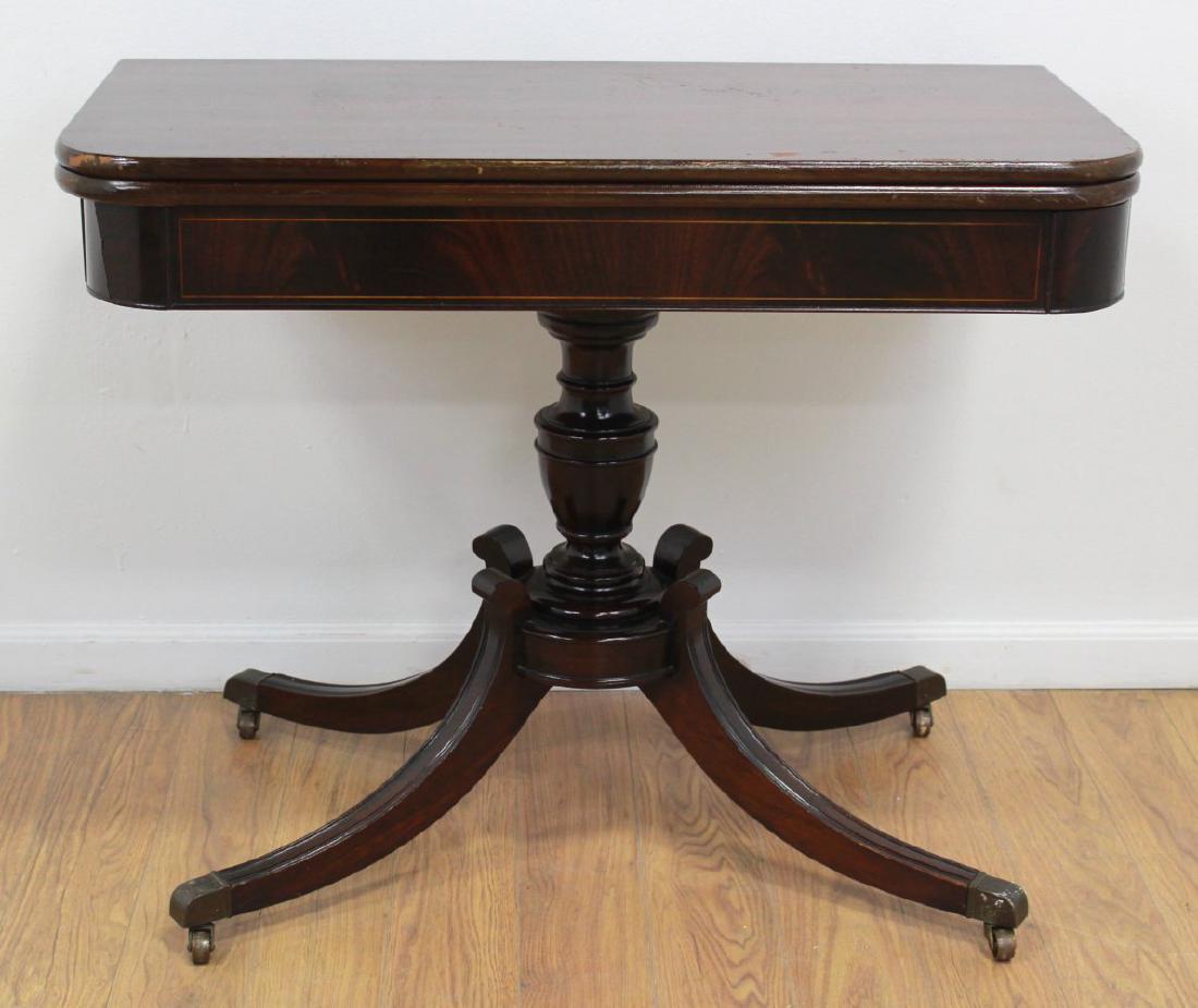 Mahogany Duncan Phyfe Style Game Table: Circa 1920s-30s. Approx. 30" H x 38" W. From a Long Branch, NJ estate.