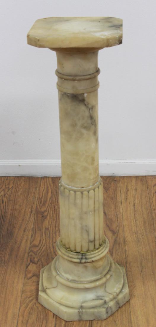 Alabaster Pedestal: Approx. 36 3/4" H x 10" W. From a Long Branch, NJ estate. Some chips and scratches.