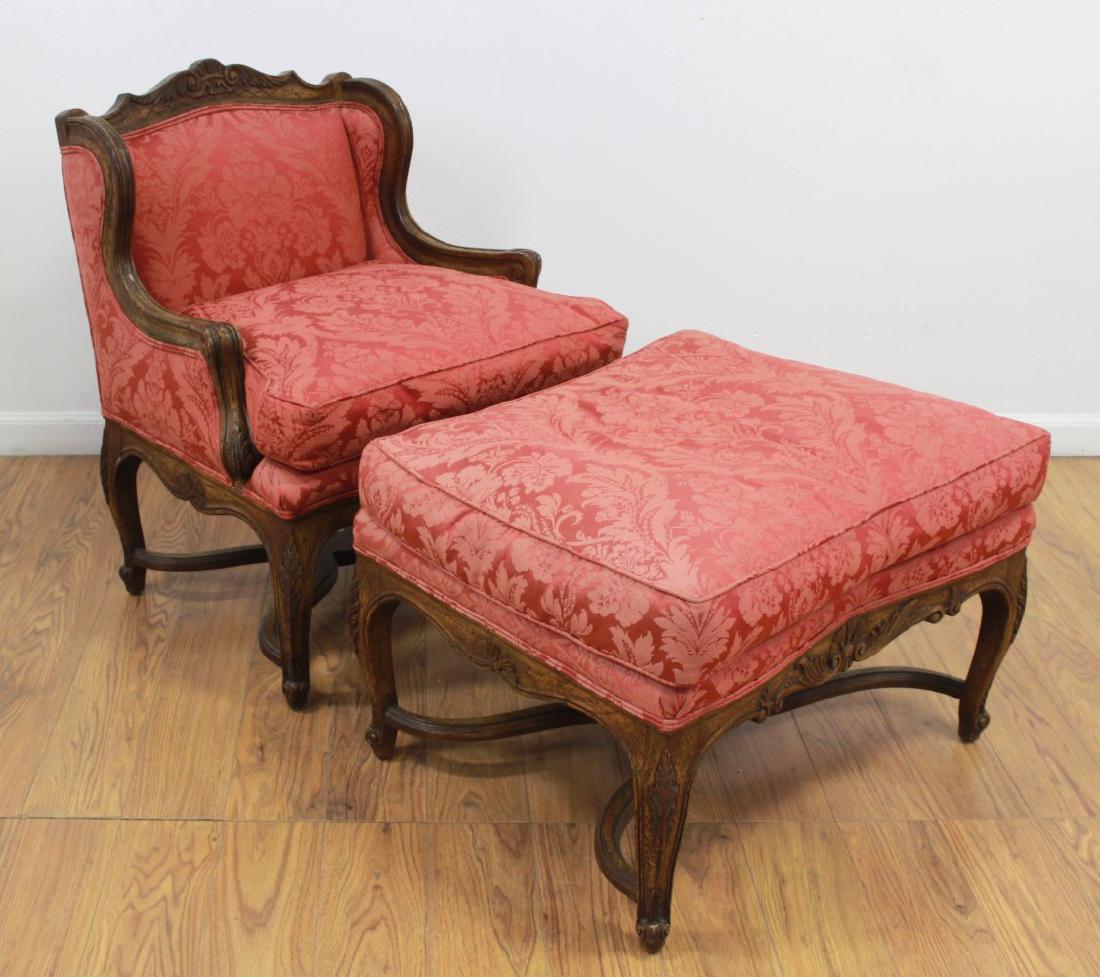 2-Part Carved French Style Chaise Longue Chair (1 of 5)