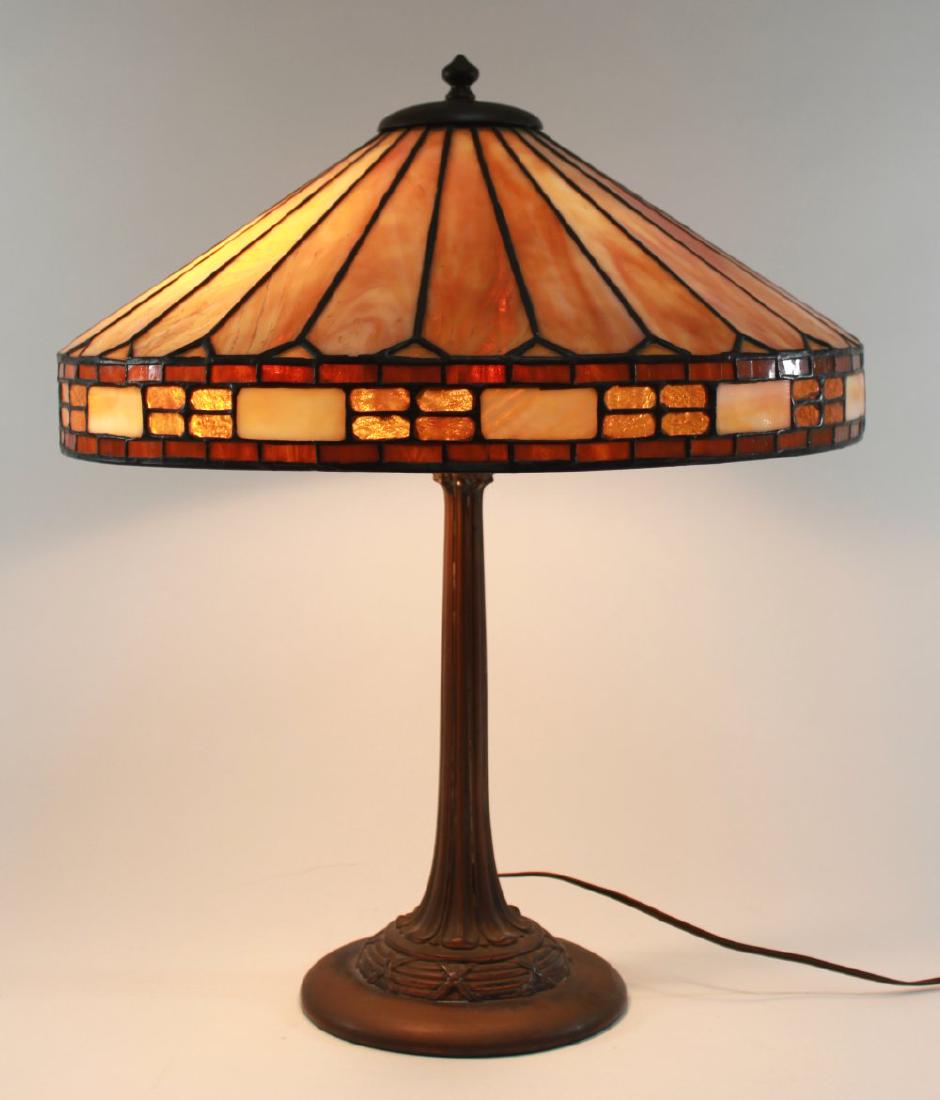 Duffner & Kimberly Arts & Crafts Slag Glass Lamp (1 of 4)