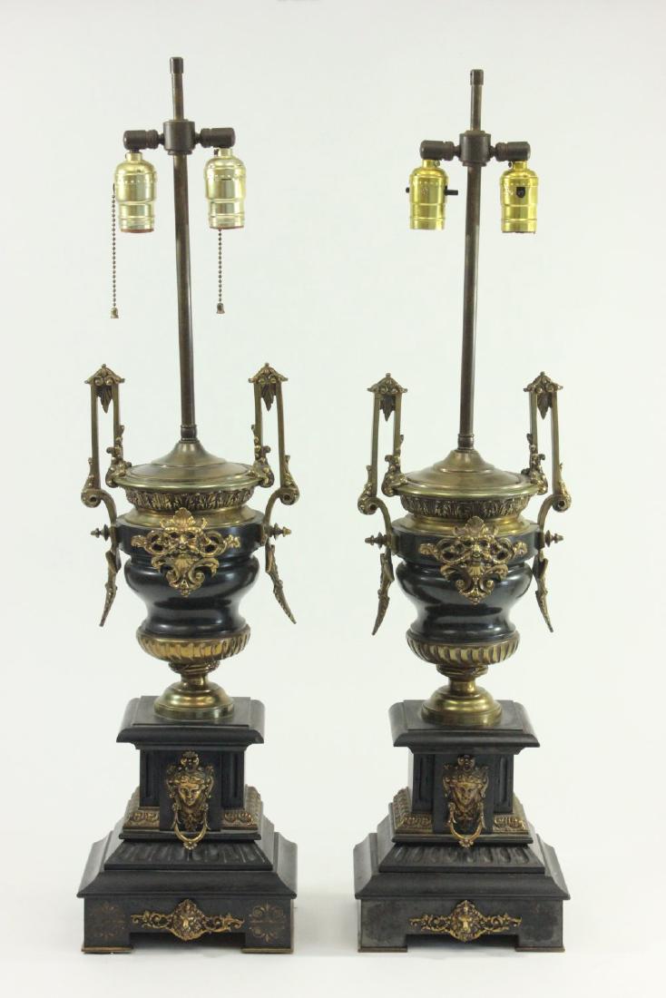 Pair Victorian Marble & Bronze Figural Urn Lamps (1 of 6)
