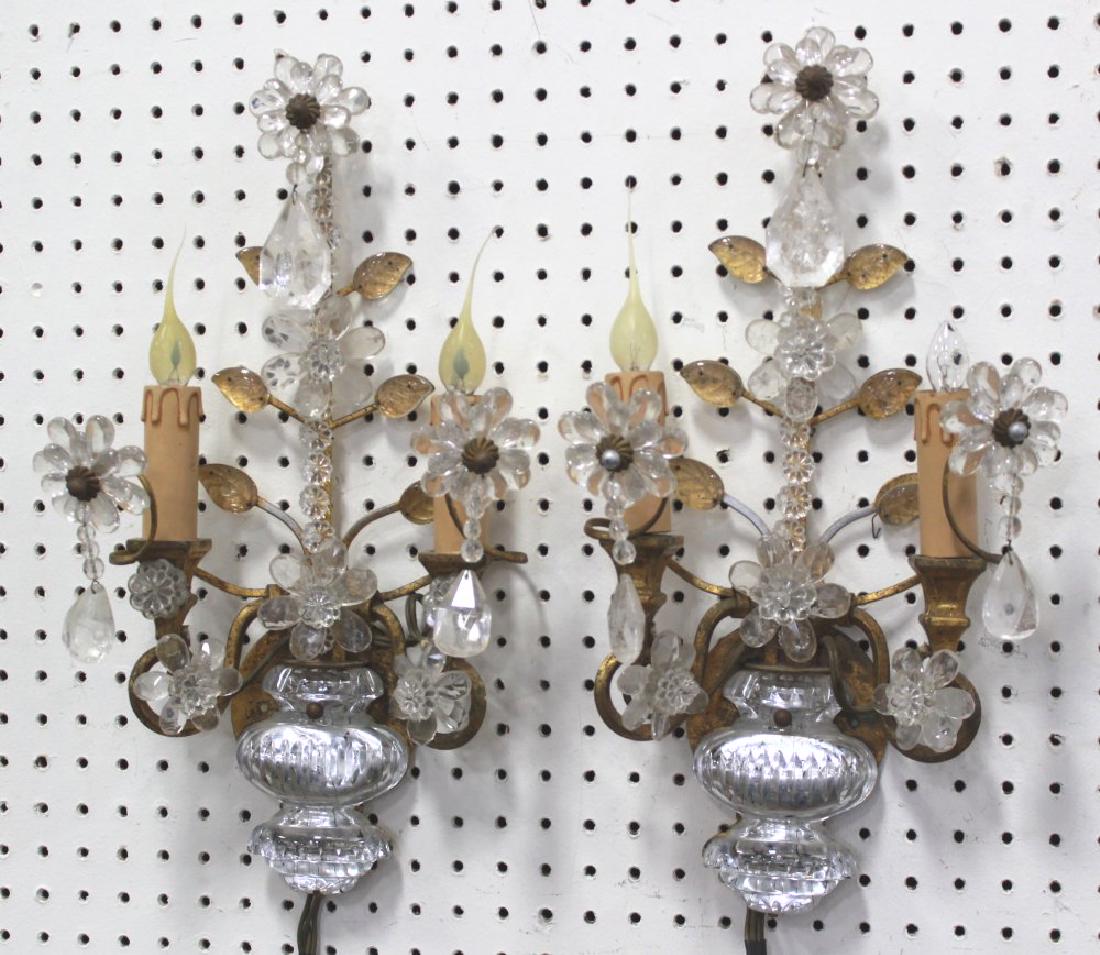 Pair Bagues Rock Crystal Urn & Flower Sconces (1 of 3)