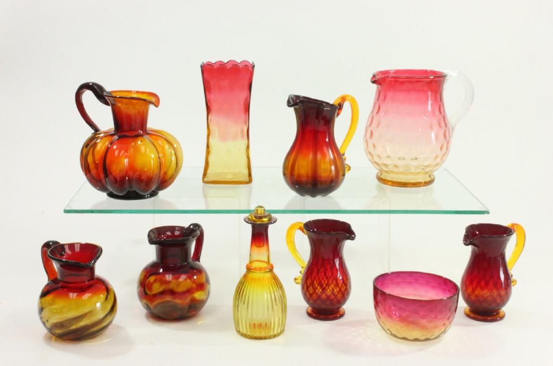 Lot of 10 Victorian Amberina Glass Items (1 of 7)