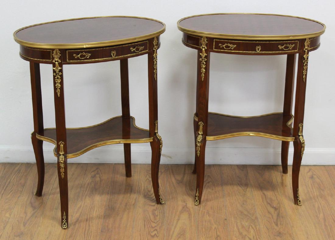 Pair 1-Drawer End Tables with Bronze Ormolu (1 of 3)