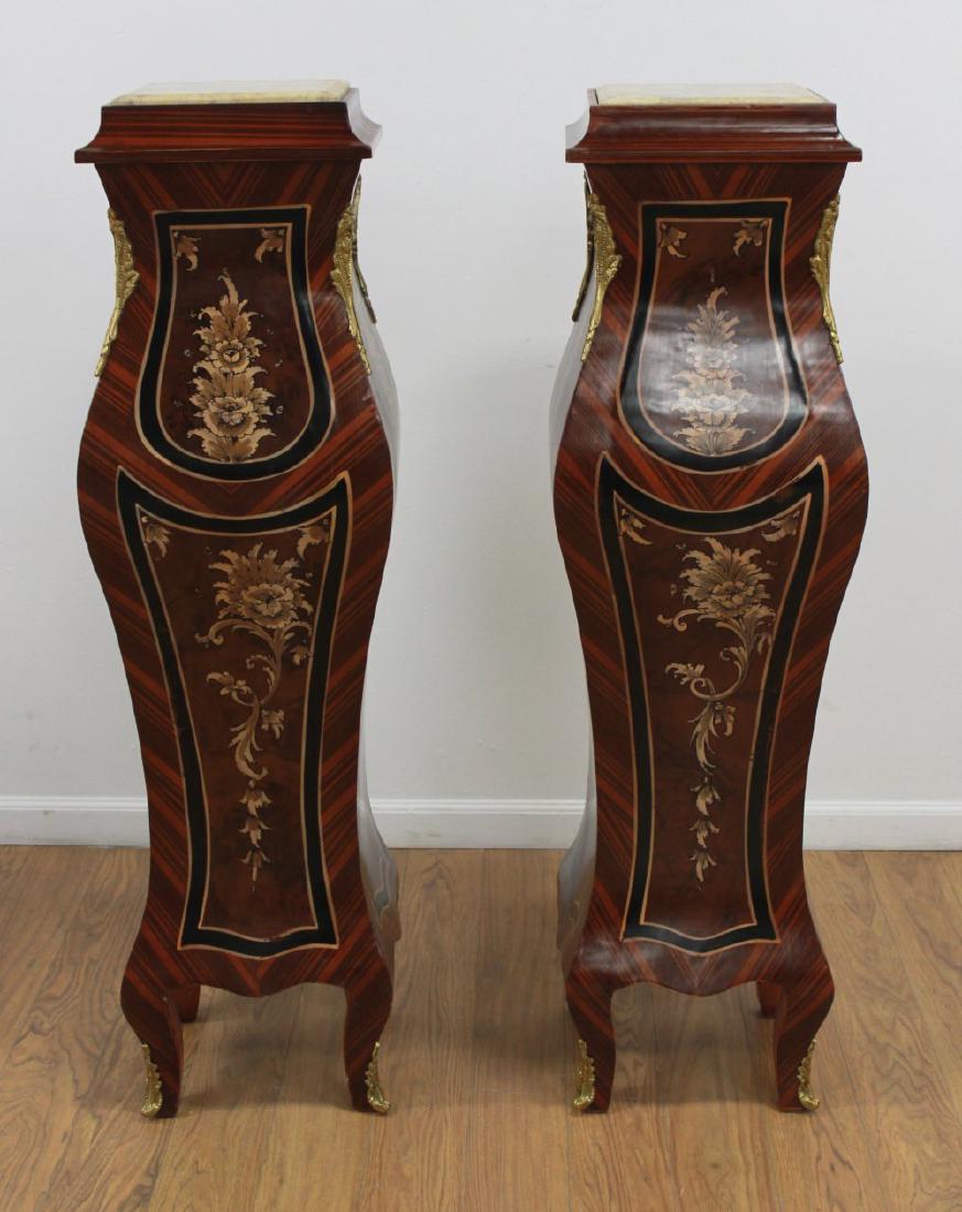 Pair Wood & Marble Top Pedestals (1 of 4)
