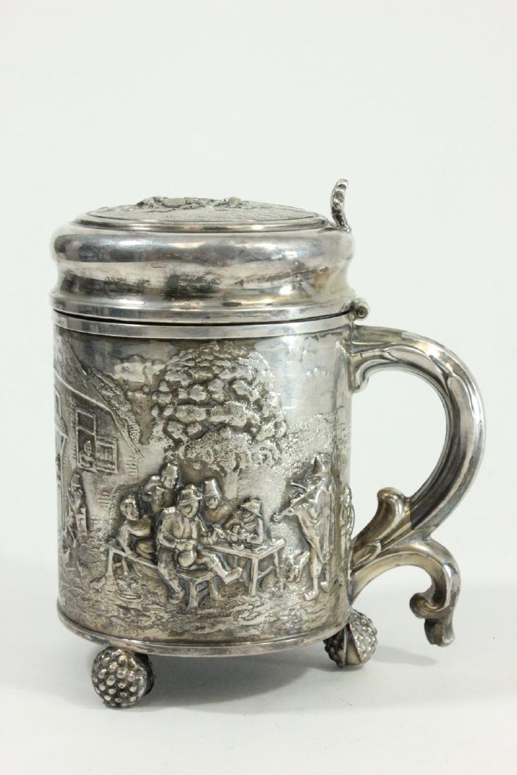 Dutch Silverplated Repousse Figural Footed Mug (1 of 5)