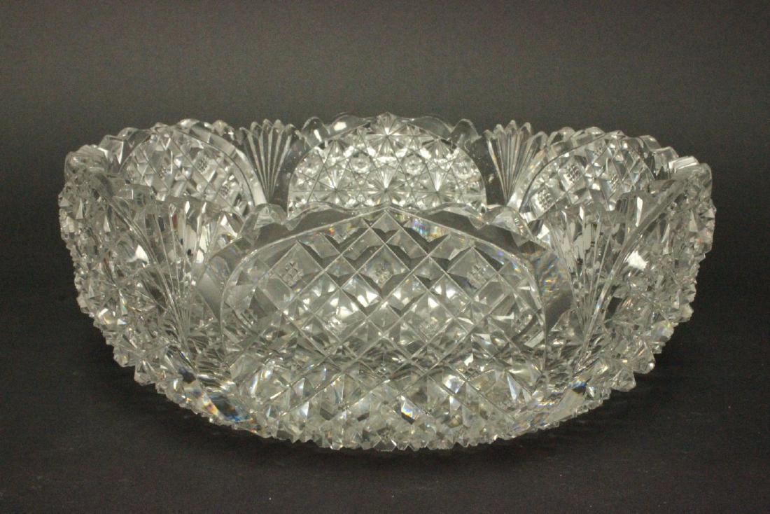 Antique Cut Glass Bowl: Deep cut design. Approx. 4" H x 10 1/4" W. From a Plainfield, NJ mansion estate, featuring a 100 year collection of antiques.