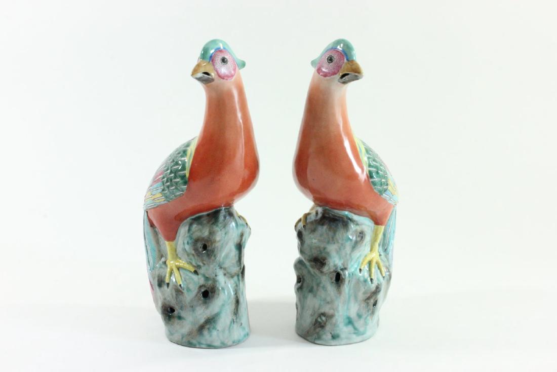 Pair Chinese Export Golden Pheasants: Approx. 12" H.