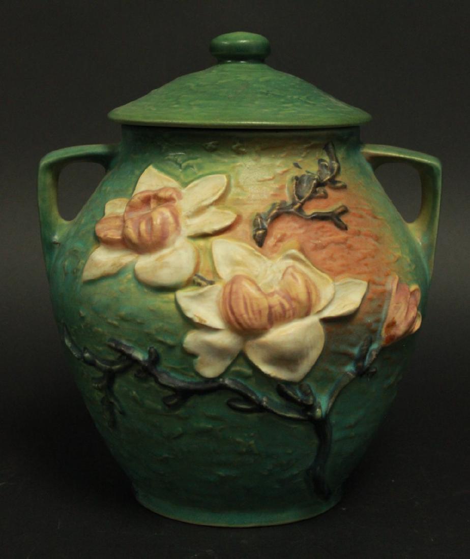 Roseville Green Covered Cookie Jar (1 of 3)