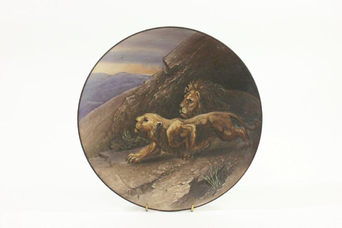 Nippon Blown Out Plate with Lion & Lioness (1 of 3)