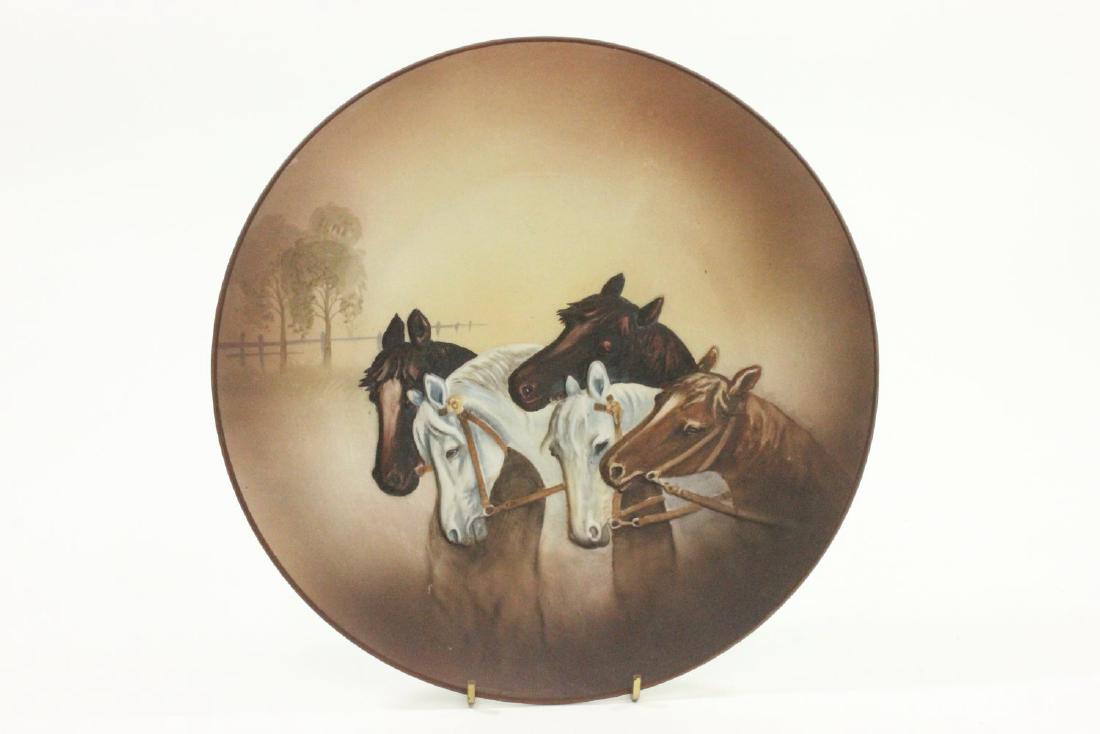 Nippon Blown Out Plate with 5 Horses: Handpainted. Approx. 11" D. From the personal collection of Jeffrey Zimmerman.