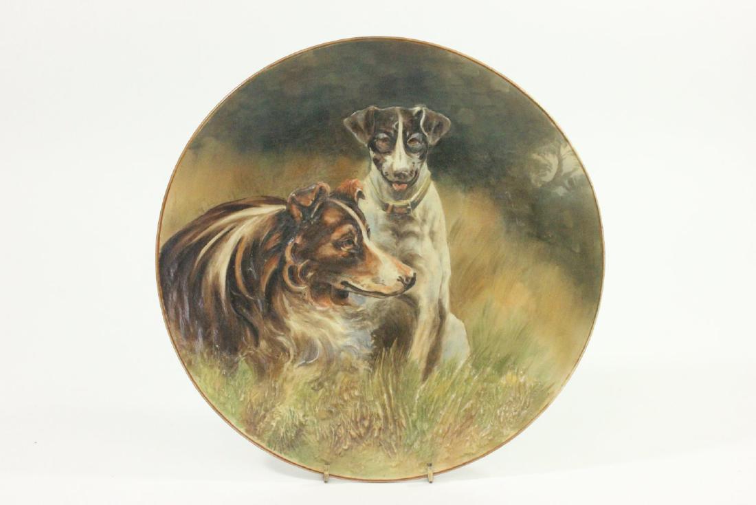 Handpainted Nippon Blown Out Plate with 2 Dogs (1 of 3)