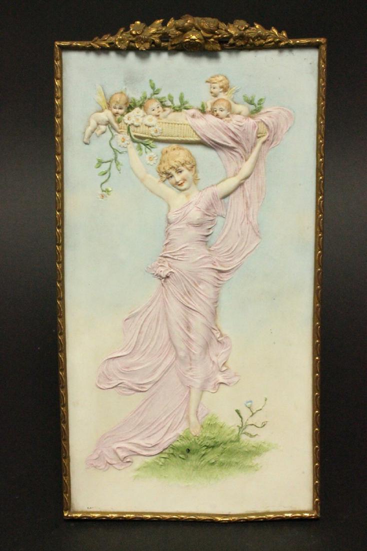 Early 20th Century Unglazed Porcelain Plaque (1 of 2)