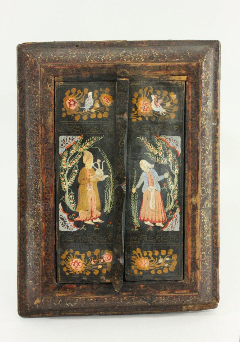 Antique Persian Handpainted Shadow Box Mirror (1 of 4)